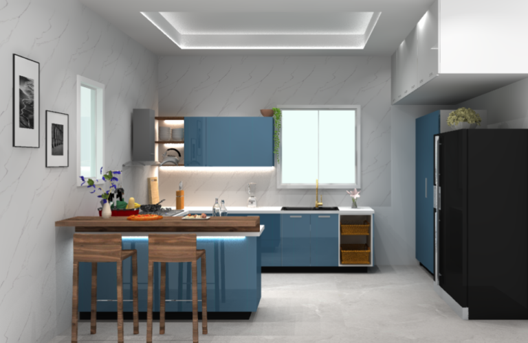 Island Ideal For Medium Size Kitchen With Extended Serving Space 768x500